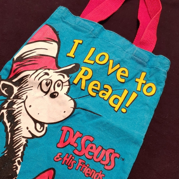 Dr SEUSS Vintage 2005 Canvas Library Tote I Love to READ📕📕Cat In The HAT, RARE - Picture 6 of 8